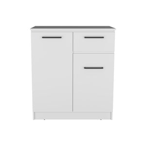 HomeRoots 37" White Wood Accent Cabinet - Stylish Storage Solution with Two Doors, Drawer & Versatile Design 524963