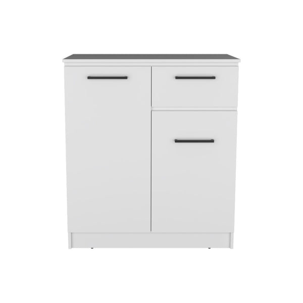 HomeRoots 37" White Wood Accent Cabinet - Stylish Storage Solution with Two Doors, Drawer & Versatile Design 524963