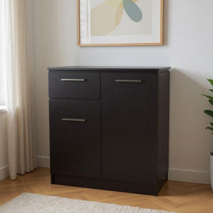 HomeRoots 37" Black Wood Accent Cabinet - Modern Storage Solutions for TV, Microwave & More in Any Room 524964