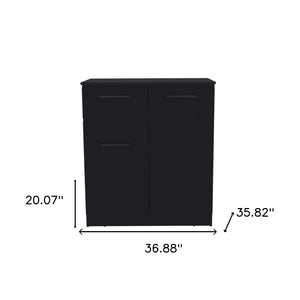 HomeRoots 37" Black Wood Accent Cabinet - Modern Storage Solutions for TV, Microwave & More in Any Room 524964