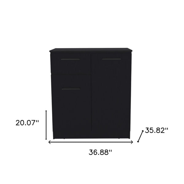 HomeRoots 37" Black Wood Accent Cabinet - Modern Storage Solutions for TV, Microwave & More in Any Room 524964