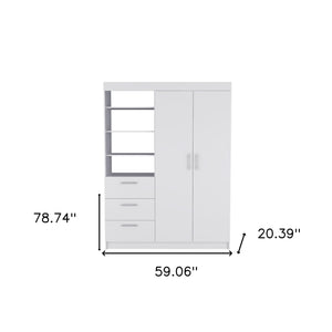 Homeroots 59" White Three Drawer Combo Dresser  Manufactured Wood 524965