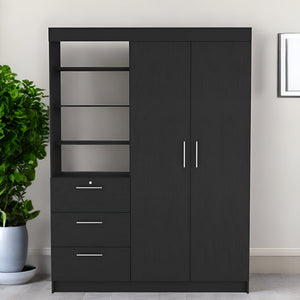 Homeroots 59" Black Three Drawer Dresser  Manufactured Wood 524966