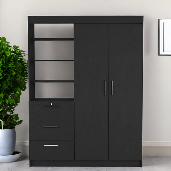 Homeroots 59" Black Three Drawer Dresser  Manufactured Wood 524966