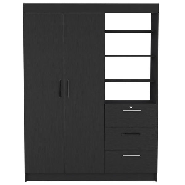 Homeroots 59" Black Three Drawer Dresser  Manufactured Wood 524966