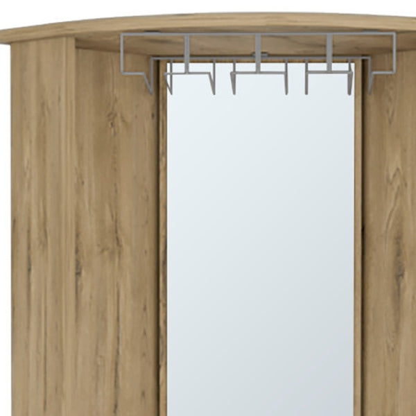 HomeRoots 18" Natural Wood Corner Bar Cabinet - Stylish Space-Saving Design for Small Rooms & Entertaining Essentials 524968
