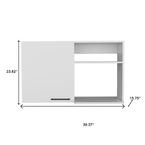 HomeRoots 39" White Wall-Mounted Accent Cabinet - Modern Storage Solution with Concealed & Open Display Space 524969