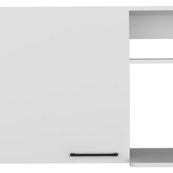 HomeRoots 39" White Wall-Mounted Accent Cabinet - Modern Storage Solution with Concealed & Open Display Space 524969