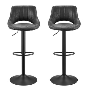 HomeRoots Gray Upholstered Faux Leather Arm Chair – Modern Swivel Dining Seating with Sturdy Wood Legs Black 524973