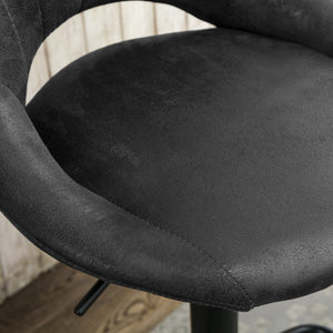 Homeroots Set Of Two 32" Black Faux Leather And Steel Swivel Low Back Adjustable Height Bar Chairs   524973