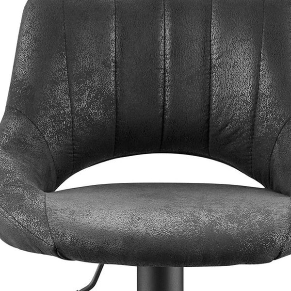 HomeRoots Gray Upholstered Faux Leather Arm Chair – Modern Swivel Dining Seating with Sturdy Wood Legs Black 524973