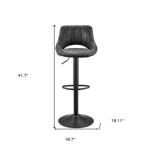 Homeroots Set Of Two 32" Black Faux Leather And Steel Swivel Low Back Adjustable Height Bar Chairs   524973