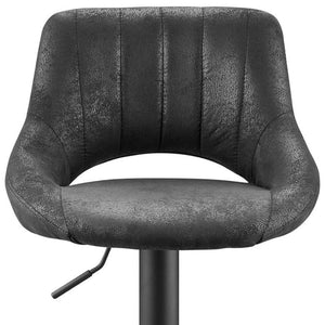 HomeRoots Gray Upholstered Faux Leather Arm Chair – Modern Swivel Dining Seating with Sturdy Wood Legs Black 524973