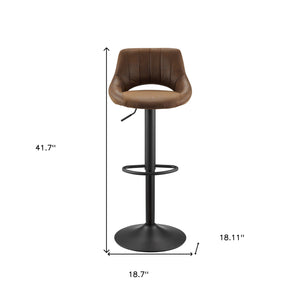 Homeroots Set Of Two 32" Brown And Black Faux Leather And Steel Swivel Low Back Adjustable Height Bar Chairs   524974