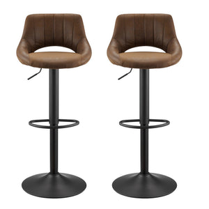 HomeRoots Gray Upholstered Faux Leather Arm Chair – Modern Swivel Dining Seating with Sturdy Wood Legs Brown 524974