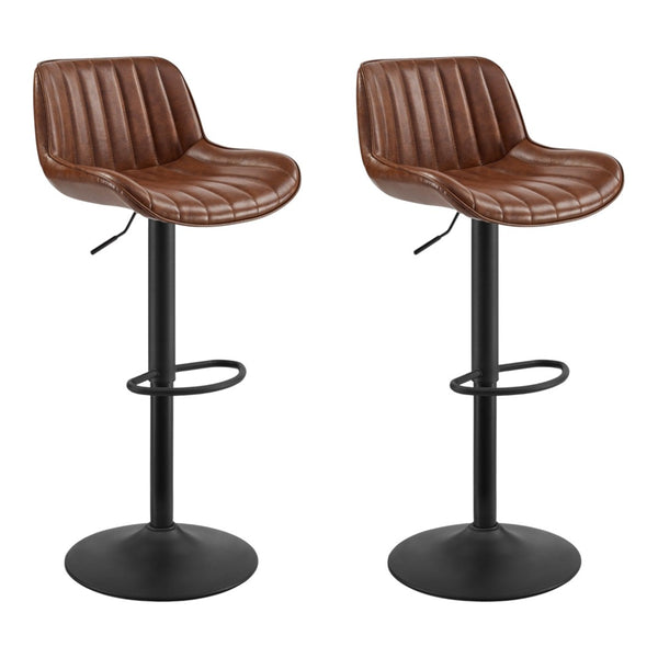HomeRoots Gray Upholstered Faux Leather Arm Chair – Modern Swivel Dining Seating with Sturdy Wood Legs Brown 524976