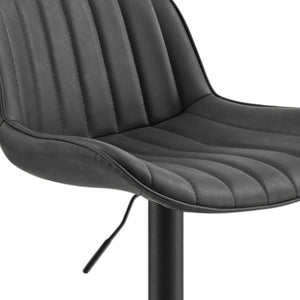 Homeroots Set Of Two 31" Black Faux Leather And Steel Swivel Low Back Adjustable Height Bar Chairs   524978