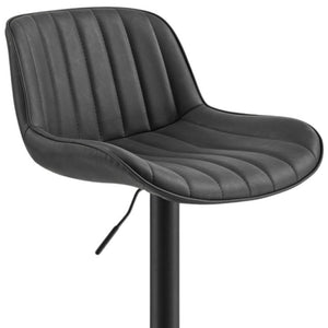 Homeroots Set Of Two 31" Black Faux Leather And Steel Swivel Low Back Adjustable Height Bar Chairs   524978