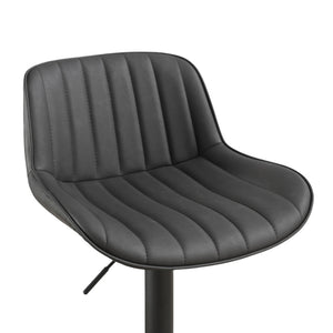 Homeroots Set Of Two 31" Black Faux Leather And Steel Swivel Low Back Adjustable Height Bar Chairs   524978