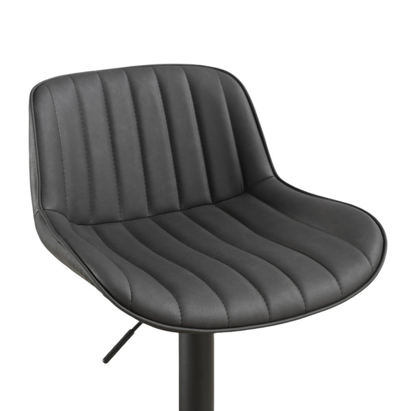 Homeroots Set Of Two 31" Black Faux Leather And Steel Swivel Low Back Adjustable Height Bar Chairs   524978