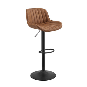 Homeroots Set Of Two 31" Brown And Black Faux Leather And Steel Swivel Low Back Adjustable Height Bar Chairs   524979