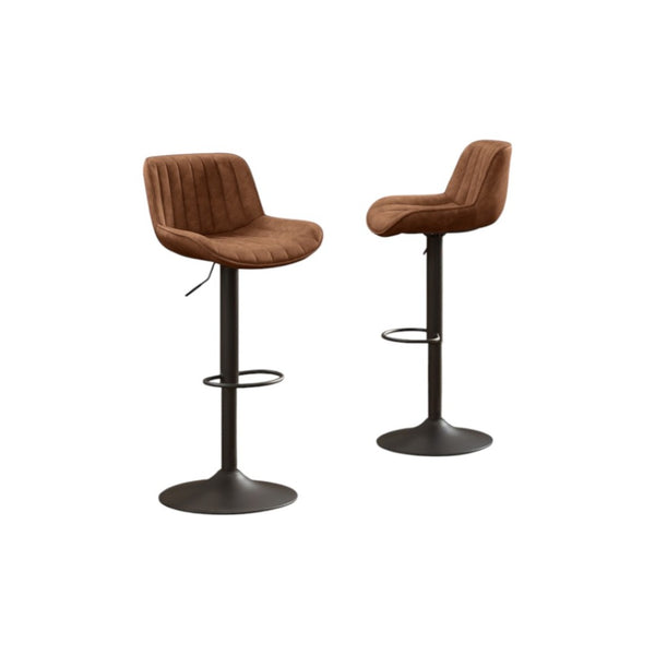 HomeRoots Gray Upholstered Faux Leather Arm Chair – Modern Swivel Dining Seating with Sturdy Wood Legs Yellow Brown 524979