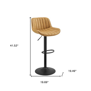 HomeRoots Gray Upholstered Faux Leather Arm Chair – Modern Swivel Dining Seating with Sturdy Wood Legs Yellow 524980