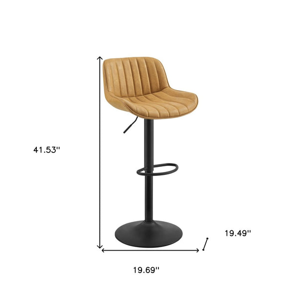 HomeRoots Gray Upholstered Faux Leather Arm Chair – Modern Swivel Dining Seating with Sturdy Wood Legs Yellow 524980