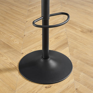 Homeroots Set Of Two 31" Yellow And Black Faux Leather And Steel Swivel Low Back Adjustable Height Bar Chairs   524980