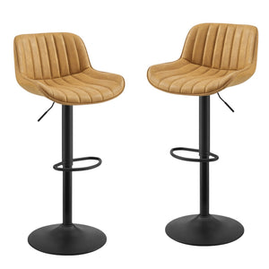 HomeRoots Gray Upholstered Faux Leather Arm Chair – Modern Swivel Dining Seating with Sturdy Wood Legs Yellow 524980