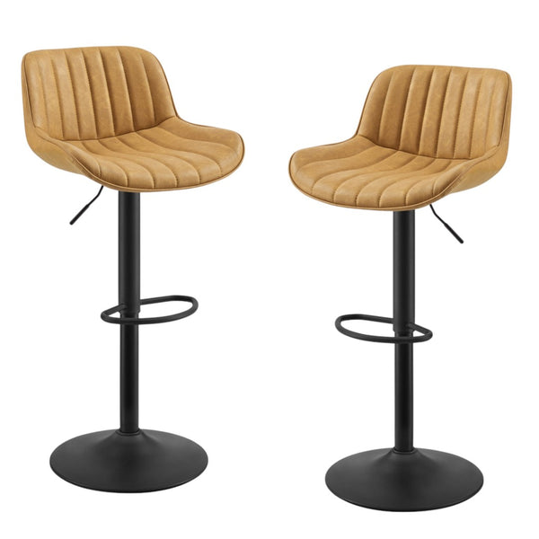 HomeRoots Gray Upholstered Faux Leather Arm Chair – Modern Swivel Dining Seating with Sturdy Wood Legs Yellow 524980