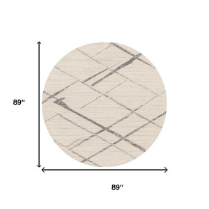 HomeRoots 8' Beige and Gray Abstract Distressed Round Rug - Soft, Stain-Resistant, Modern Design for Any Room 524986