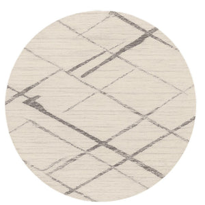 HomeRoots 8' Beige and Gray Abstract Distressed Round Rug - Soft, Stain-Resistant, Modern Design for Any Room 524986