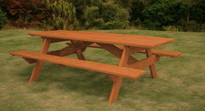 Homeroots 94" Cedar Chest Solid Wood Outdoor Picnic Table  Solid Wood 524995