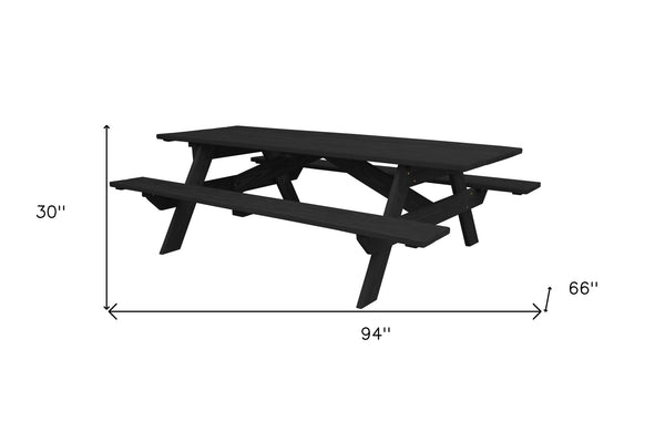 Homeroots 94" Charcoal Solid Wood Outdoor Picnic Table  Solid Wood 524996