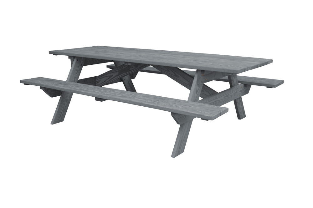 Homeroots 94" Gray Solid Wood Outdoor Picnic Table  Solid Wood 524997