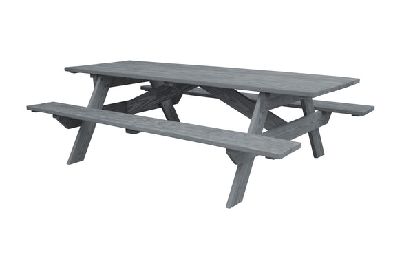 Homeroots 94" Gray Solid Wood Outdoor Picnic Table  Solid Wood 524997