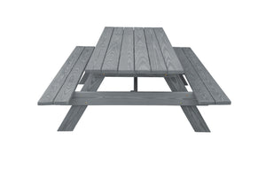 Homeroots 94" Gray Solid Wood Outdoor Picnic Table  Solid Wood 524997