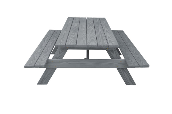 Homeroots 94" Gray Solid Wood Outdoor Picnic Table  Solid Wood 524997