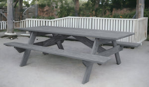 Homeroots 94" Gray Solid Wood Outdoor Picnic Table  Solid Wood 524997
