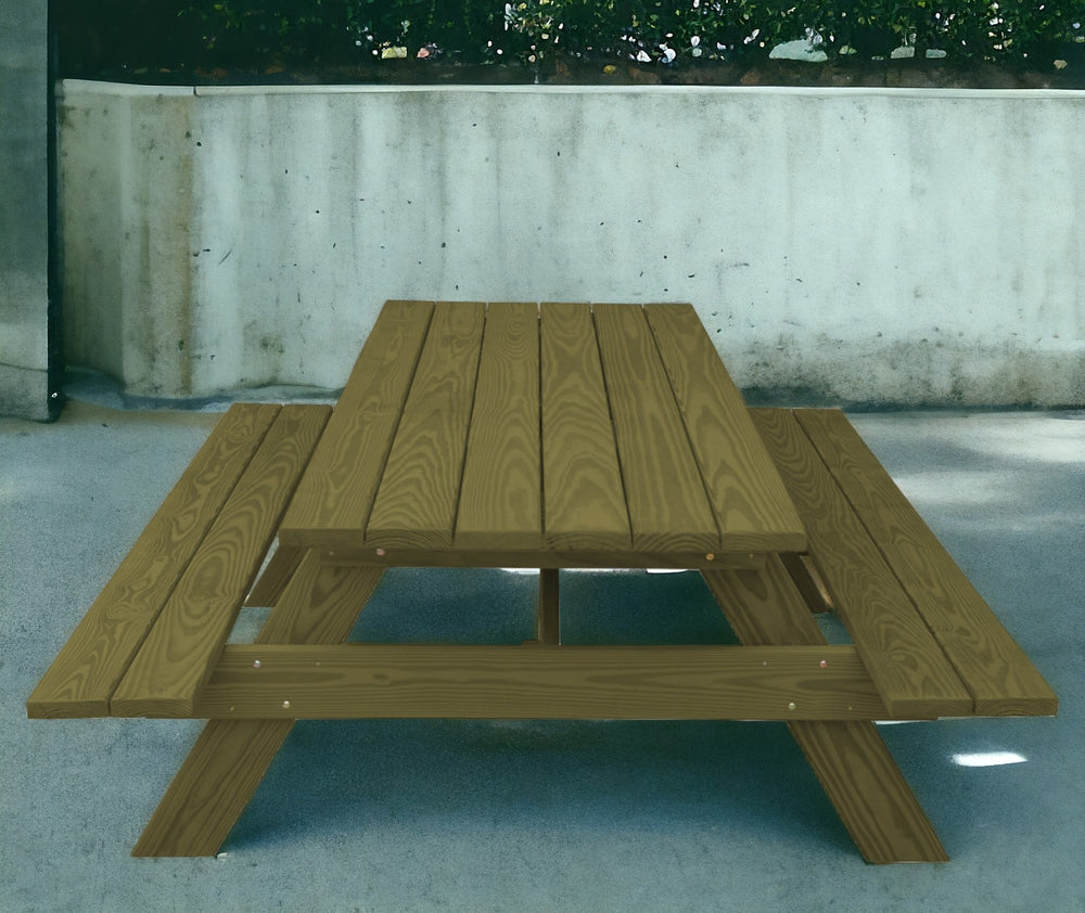Homeroots 94" Green Solid Wood Outdoor Picnic Table  Solid Wood 524998