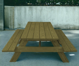 Homeroots 94" Green Solid Wood Outdoor Picnic Table  Solid Wood 524998