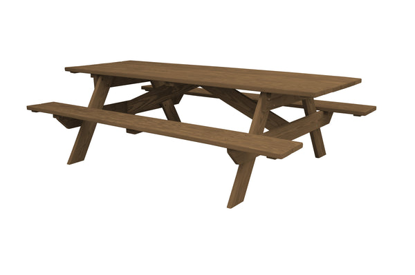 Homeroots 94" Wood Brown Solid Wood Outdoor Picnic Table  Solid Wood 524999