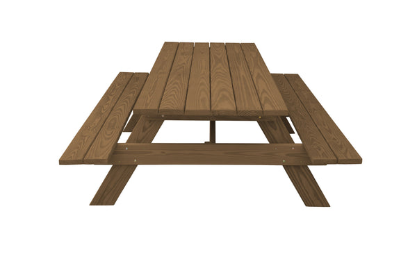 Homeroots 94" Wood Brown Solid Wood Outdoor Picnic Table  Solid Wood 524999