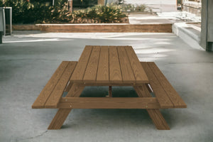 Homeroots 94" Wood Brown Solid Wood Outdoor Picnic Table  Solid Wood 524999