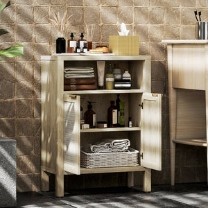 English Elm Homcom Rattan Door Buffet Cabinet Open Shelf Gold Hardware Accent Storage W2225P485645