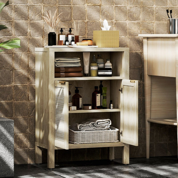 English Elm Homcom Rattan Door Buffet Cabinet Open Shelf Gold Hardware Accent Storage W2225P485645
