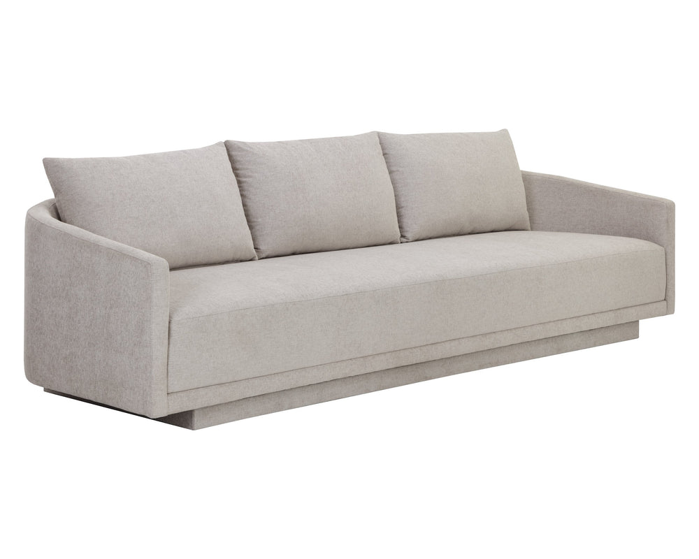 Sunpan Gannon Sofa - Modern Curves in Ernst Silverstone Fabric for Refined Comfort in Any Living Space