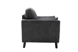 English Elm Damiano Woven Gray Upholstered Accent Chair with Pocket Coil Support and Wood Legs B2749S00146