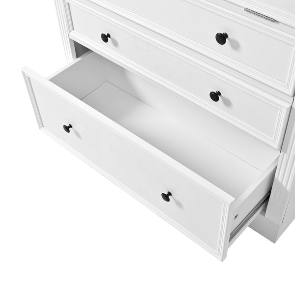 English Elm Topmax Shaker Pantry Cabinet with Drawers Power Outlet and Glass Doors SP000094AAK